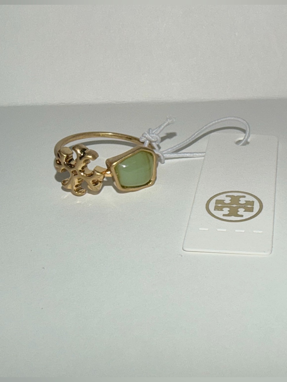 Tory Burch Roxanne Delicate Ring Gold-Tone Ring with Turquoise Gem NWT Size 8